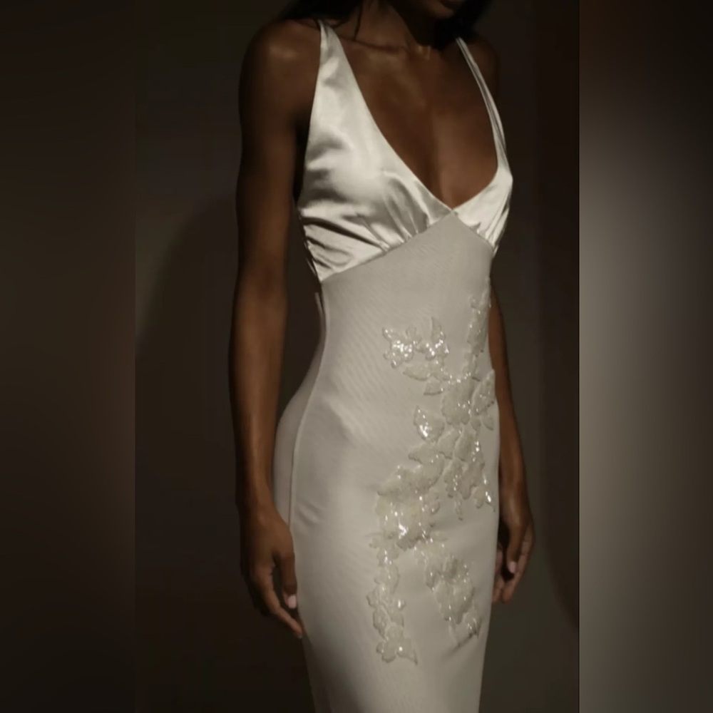 NWT Meshki Maya Beaded Dress White XS (Discontinued)